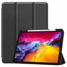 For iPad Pro 11 2022 / 2021 Pure Color Horizontal Flip TPU + PU Leather Tablet Case with Three-folding Holder & Sleep / Wake-up Function & Pen Slot(Black) - 1