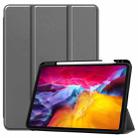 For iPad Pro 11 2022 / 2021 Pure Color Horizontal Flip TPU + PU Leather Tablet Case with Three-folding Holder & Sleep / Wake-up Function & Pen Slot(Grey) - 1