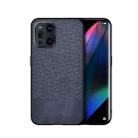 For OPPO Find X3 Shockproof Splicing PU + Cloth Protective Case(Stitching Dark Blue) - 1