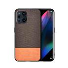 For OPPO Find X3 Shockproof Splicing PU + Cloth Protective Case(Stitching Brown) - 1