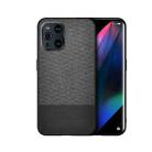 For OPPO Find X3 Shockproof Splicing PU + Cloth Protective Case(Stitching Black) - 1