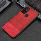 For Motorola Moto G30 Shockproof Splicing PU + Cloth Protective Case(Stitching Red) - 1