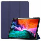 For iPad Pro 12.9 2022 / 2021 Horizontal Flip Honeycomb TPU + PU Leather Tablet Case with Three-folding Holder & Sleep / Wake-up Function & Pen Slot(Dark Blue) - 1