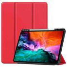 For iPad Pro 12.9 2022 / 2021 Horizontal Flip Honeycomb TPU + PU Leather Tablet Case with Three-folding Holder & Sleep / Wake-up Function & Pen Slot(Red) - 1