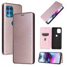 For Motorola Edge S Carbon Fiber Texture Horizontal Flip TPU + PC + PU Leather Case with Card Slot(Pink) - 1