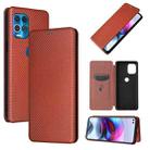 For Motorola Edge S Carbon Fiber Texture Horizontal Flip TPU + PC + PU Leather Case with Card Slot(Brown) - 1