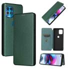 For Motorola Edge S Carbon Fiber Texture Horizontal Flip TPU + PC + PU Leather Case with Card Slot(Green) - 1