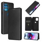 For Motorola Edge S Carbon Fiber Texture Horizontal Flip TPU + PC + PU Leather Case with Card Slot(Black) - 1