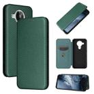 For Nokia 7.3 Carbon Fiber Texture Horizontal Flip TPU + PC + PU Leather Case with Card Slot(Green) - 1