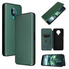 For Nokia 6.3 Carbon Fiber Texture Horizontal Flip TPU + PC + PU Leather Case with Card Slot(Green) - 1