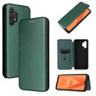 For Samsung Galaxy A32 4G Carbon Fiber Texture Horizontal Flip TPU + PC + PU Leather Case with Card Slot(Green) - 1