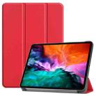 For iPad Pro 12.9 2022 / 2021 Custer Texture Horizontal Flip PU Leather Tablet Case with Three-folding Holder & Sleep / Wake-up Function(Red) - 1