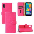 For Samsung Galaxy A02 / M02 Solid Color Skin Feel Magnetic Buckle Horizontal Flip Calf Texture PU Leather Case with Holder & Card Slots & Wallet(Rose Red) - 1