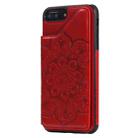 Flower Embossing Pattern Shockproof Protective Case with Holder & Card Slots & Photo Frame For iPhone 8 Plus / 7 Plus(Red) - 2