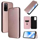 For OPPO A55 5G Carbon Fiber Texture Horizontal Flip TPU + PC + PU Leather Case with Card Slot(Pink) - 1
