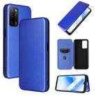 For OPPO A55 5G Carbon Fiber Texture Horizontal Flip TPU + PC + PU Leather Case with Card Slot(Blue) - 1