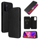 For OPPO A93 5G Carbon Fiber Texture Horizontal Flip TPU + PC + PU Leather Case with Card Slot(Black) - 1