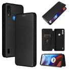 For Motorola Moto E7 Power Carbon Fiber Texture Horizontal Flip TPU + PC + PU Leather Case with Card Slot(Black) - 1