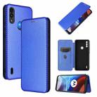 For Motorola Moto E7 Power Carbon Fiber Texture Horizontal Flip TPU + PC + PU Leather Case with Card Slot(Blue) - 1