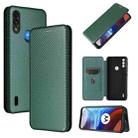 For Motorola Moto E7 Power Carbon Fiber Texture Horizontal Flip TPU + PC + PU Leather Case with Card Slot(Green) - 1