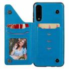 For Samsung Galaxy A50 Flower Embossing Pattern Shockproof Protective Case with Holder & Card Slots & Photo Frame(Blue) - 4