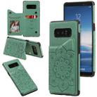 For Samsung Galaxy Note 8 Flower Embossing Pattern Shockproof Protective Case with Holder & Card Slots & Photo Frame(Green) - 1