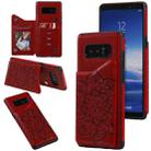 For Samsung Galaxy Note 8 Flower Embossing Pattern Shockproof Protective Case with Holder & Card Slots & Photo Frame(Red) - 1