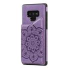 For Samsung Galaxy Note9 Flower Embossing Pattern Shockproof Protective Case with Holder & Card Slots & Photo Frame(Purple) - 2