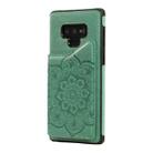 For Samsung Galaxy Note9 Flower Embossing Pattern Shockproof Protective Case with Holder & Card Slots & Photo Frame(Green) - 3