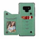 For Samsung Galaxy Note9 Flower Embossing Pattern Shockproof Protective Case with Holder & Card Slots & Photo Frame(Green) - 4