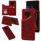 For Samsung Galaxy Note9 Flower Embossing Pattern Shockproof Protective Case with Holder & Card Slots & Photo Frame(Red) - 1