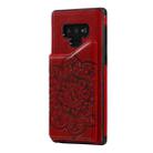 For Samsung Galaxy Note9 Flower Embossing Pattern Shockproof Protective Case with Holder & Card Slots & Photo Frame(Red) - 2