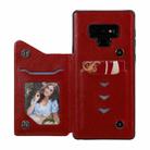 For Samsung Galaxy Note9 Flower Embossing Pattern Shockproof Protective Case with Holder & Card Slots & Photo Frame(Red) - 4
