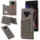 For Samsung Galaxy Note9 Flower Embossing Pattern Shockproof Protective Case with Holder & Card Slots & Photo Frame(Grey) - 1