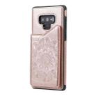 For Samsung Galaxy Note9 Flower Embossing Pattern Shockproof Protective Case with Holder & Card Slots & Photo Frame(Rose Gold) - 2