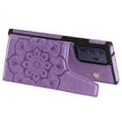 For Samsung Galaxy Note 20 Ultra Flower Embossing Pattern Shockproof Protective Case with Holder & Card Slots & Photo Frame(Purple) - 5