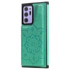 For Samsung Galaxy Note 20 Ultra Flower Embossing Pattern Shockproof Protective Case with Holder & Card Slots & Photo Frame(Green) - 2