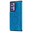 For Samsung Galaxy Note 20 Ultra Flower Embossing Pattern Shockproof Protective Case with Holder & Card Slots & Photo Frame(Blue) - 2