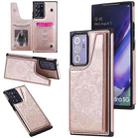 For Samsung Galaxy Note 20 Ultra Flower Embossing Pattern Shockproof Protective Case with Holder & Card Slots & Photo Frame(Rose Gold) - 1
