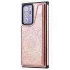 For Samsung Galaxy Note 20 Ultra Flower Embossing Pattern Shockproof Protective Case with Holder & Card Slots & Photo Frame(Rose Gold) - 2