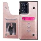 For Samsung Galaxy Note 20 Ultra Flower Embossing Pattern Shockproof Protective Case with Holder & Card Slots & Photo Frame(Rose Gold) - 4