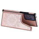 For Samsung Galaxy Note 20 Ultra Flower Embossing Pattern Shockproof Protective Case with Holder & Card Slots & Photo Frame(Rose Gold) - 5