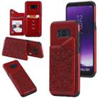 For Samsung Galaxy S8 Plus Flower Embossing Pattern Shockproof Protective Case with Holder & Card Slots & Photo Frame(Red) - 1