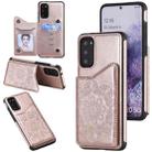 For Samsung Galaxy S20 Flower Embossing Pattern Shockproof Protective Case with Holder & Card Slots & Photo Frame(Rose Gold) - 1