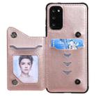 For Samsung Galaxy S20 Flower Embossing Pattern Shockproof Protective Case with Holder & Card Slots & Photo Frame(Rose Gold) - 4