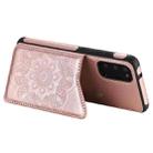 For Samsung Galaxy S20 Flower Embossing Pattern Shockproof Protective Case with Holder & Card Slots & Photo Frame(Rose Gold) - 5