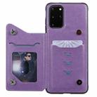 For Samsung Galaxy S20+ Flower Embossing Pattern Shockproof Protective Case with Holder & Card Slots & Photo Frame(Purple) - 4