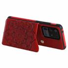 For Samsung Galaxy S20 Ultra Flower Embossing Pattern Shockproof Protective Case with Holder & Card Slots & Photo Frame(Red) - 5