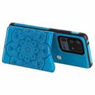 For Samsung Galaxy S20 Ultra Flower Embossing Pattern Shockproof Protective Case with Holder & Card Slots & Photo Frame(Blue) - 5