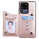 For Samsung Galaxy S20 Ultra Flower Embossing Pattern Shockproof Protective Case with Holder & Card Slots & Photo Frame(Rose Gold) - 4